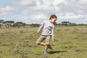 Ollie dancing while the tyre is changed