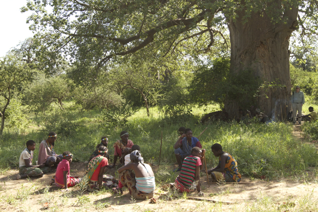 Hadzabe women waiting for the return of the hunting party.