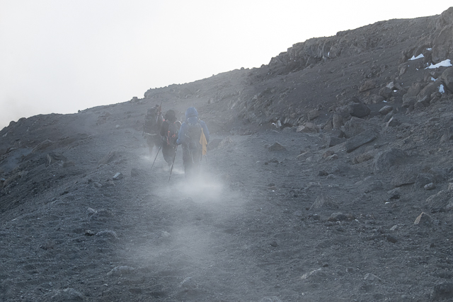 The descent down the scree