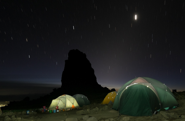 Lava Tower camp at night - 15,200ft (4,643m)