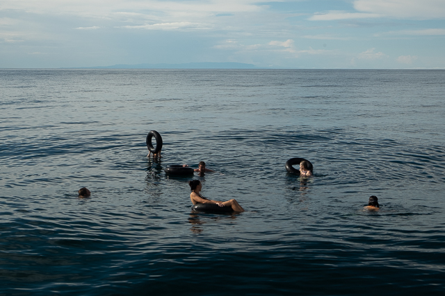 Swimming in the lake