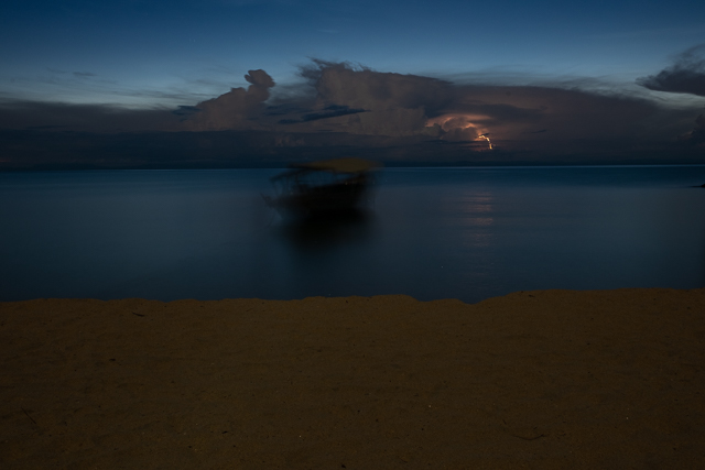 Lightning flashes across Lake Tanganyika