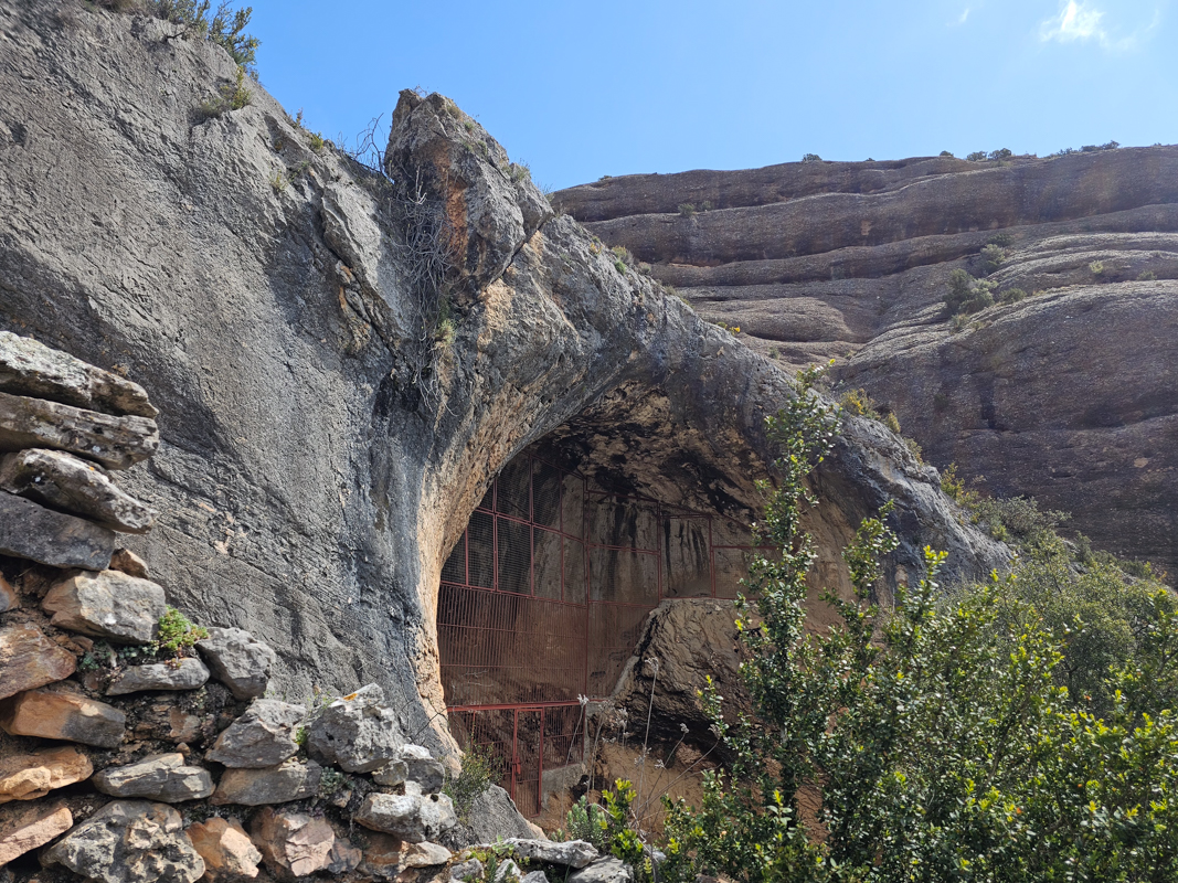 A cave overhang with rock paintings