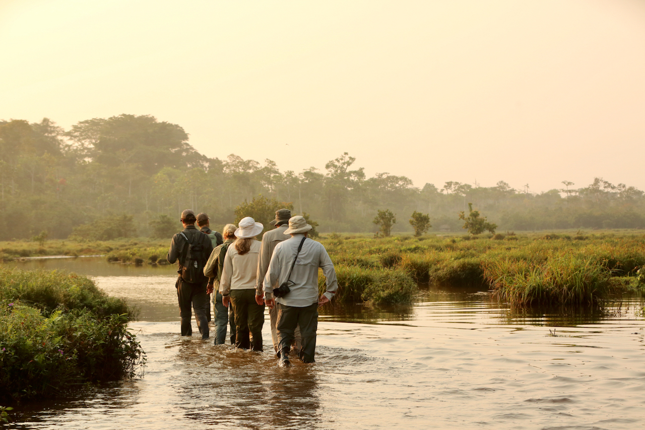 Hiking through water Hiking through water